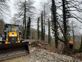 სამტრედიაში შესაბამისი ტექნიკის გამოყენებით მეწყერისაგან დაზიანებული ადგილების  გასუფთავების სამუშაოები მიმდინარეობს