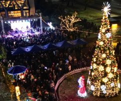სამტრედიაში საზეიმოდ აინთო ქალაქის მთავარი საახალწლო ნაძვის ხე