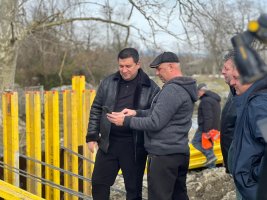 სამტრედია, სოფელ ჭაგანში მდინარე ჭურთავაზე ნაპირსამაგრი სამუშაოები მიმდინარეობს