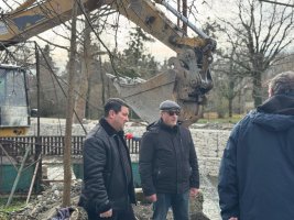 სამტრედია, სოფელ ჭაგანში მდინარე ჭურთავაზე ნაპირსამაგრი სამუშაოები მიმდინარეობს